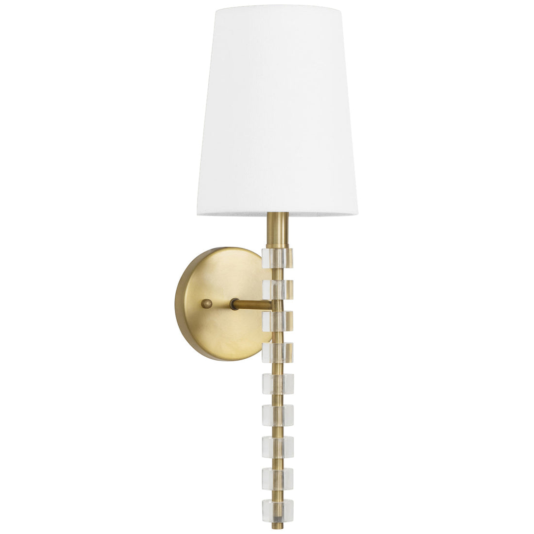 Worlds Away 1-Light Sconce in Acrylic and Brushed Brass