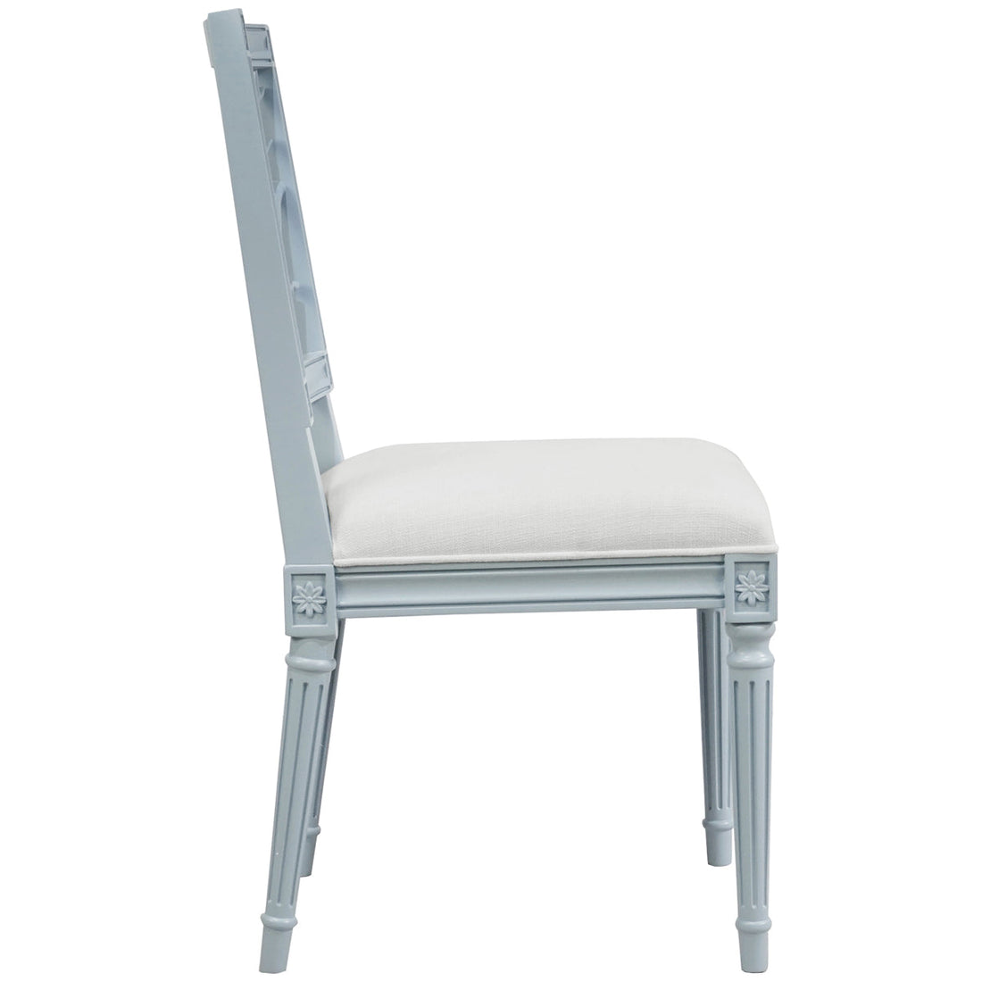 Worlds Away Coral Motif Back Dining Chair with White Linen Seat