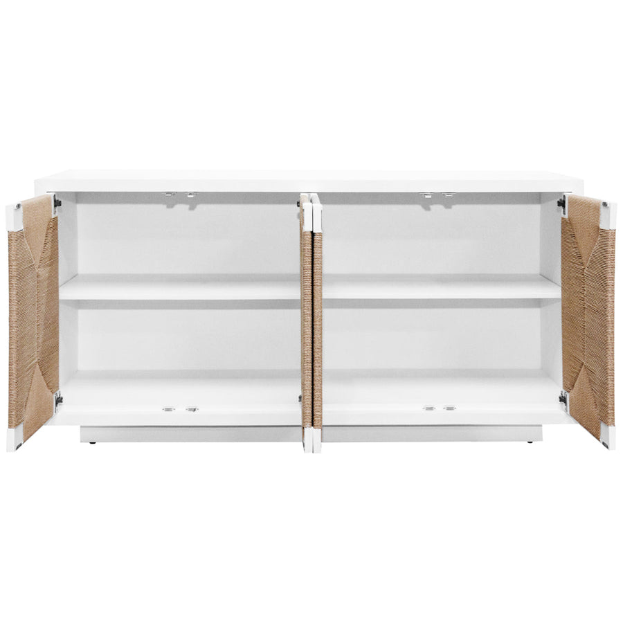 Worlds Away 4-Door Cabinet with Rush Front Doors