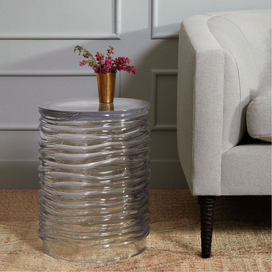 Made Goods Milana Clear Resin Wavy Stool