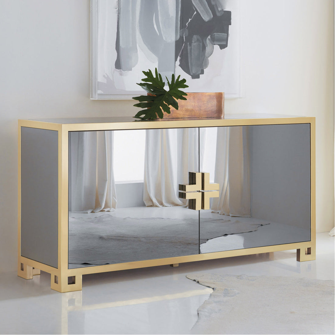 Modern History Smoked Mirror Credenza