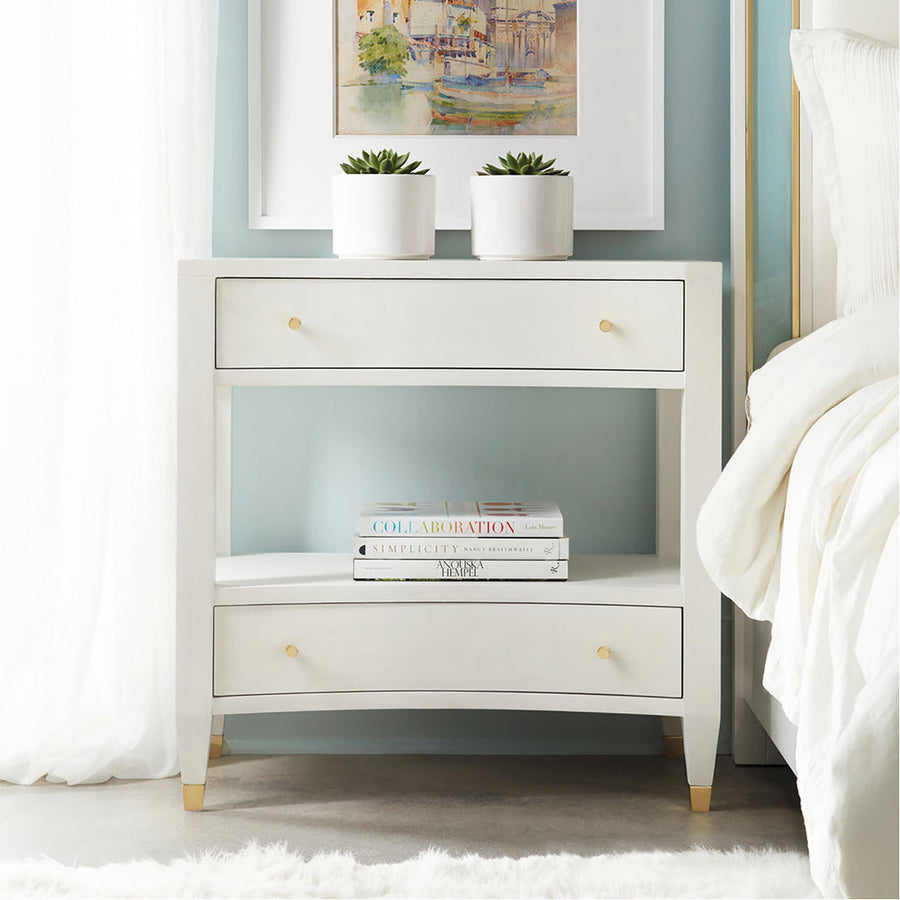 Modern History White Linen Nightstand