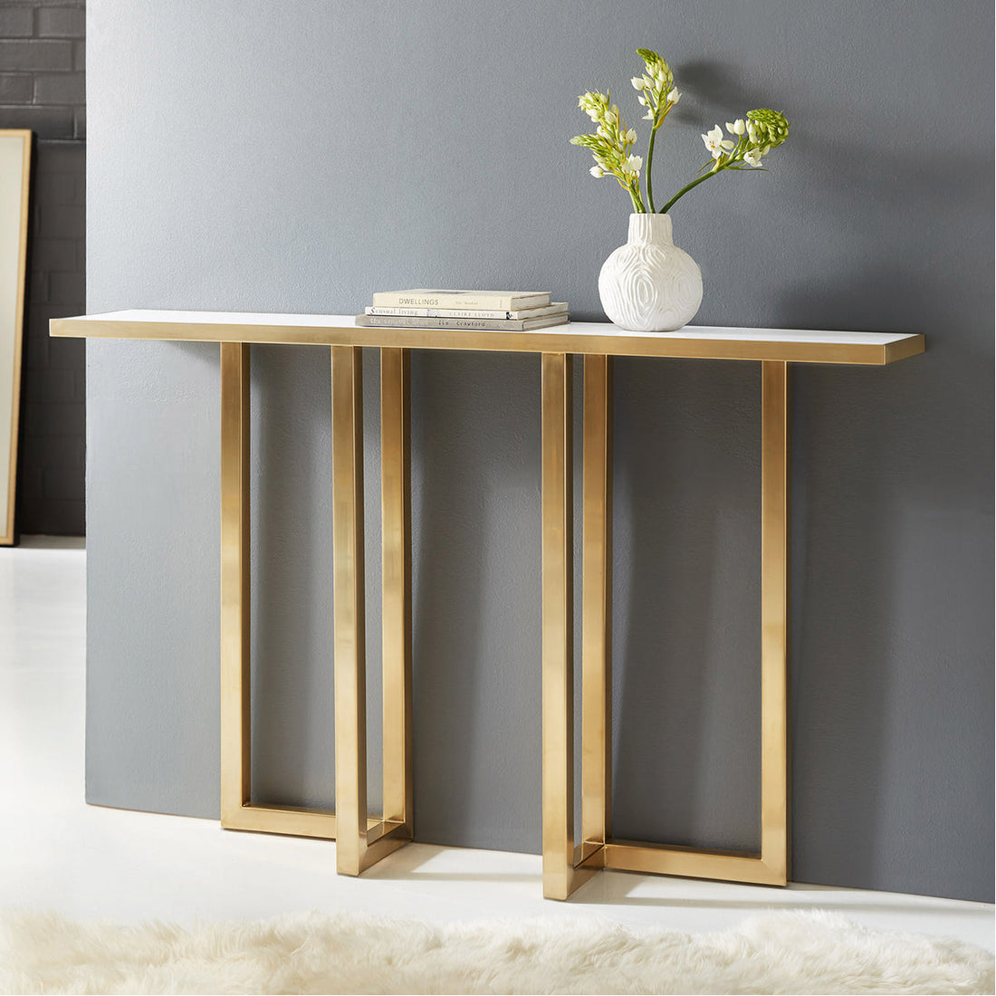 Modern History Metal and Acrylic Console Table