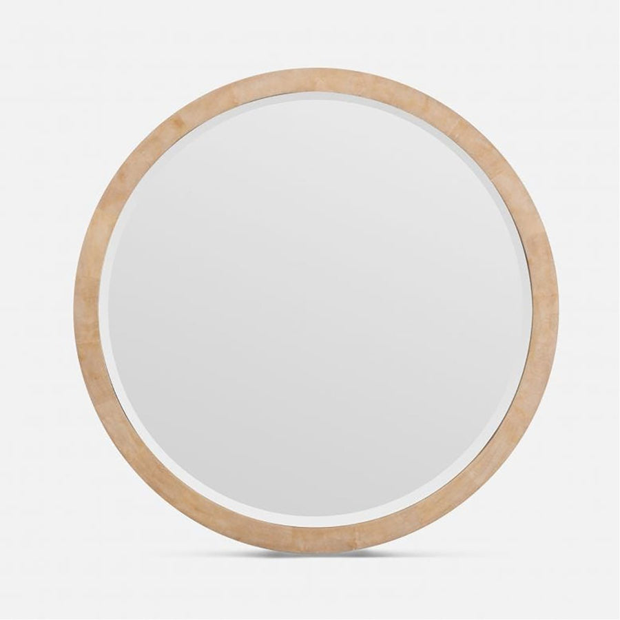 Made Goods Albert Classic Round Mirror in Beige Crystal Stone