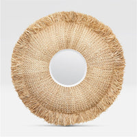 Made Goods Casey Raffia Fringe Round Mirror