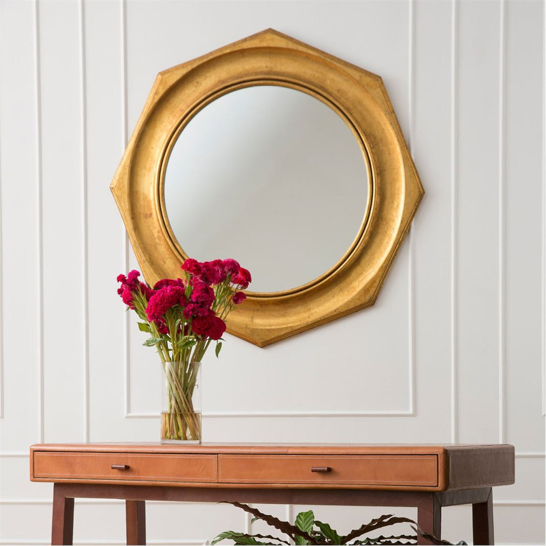 Made Goods Darby Antiqued Gold Leaf Wood Mirror