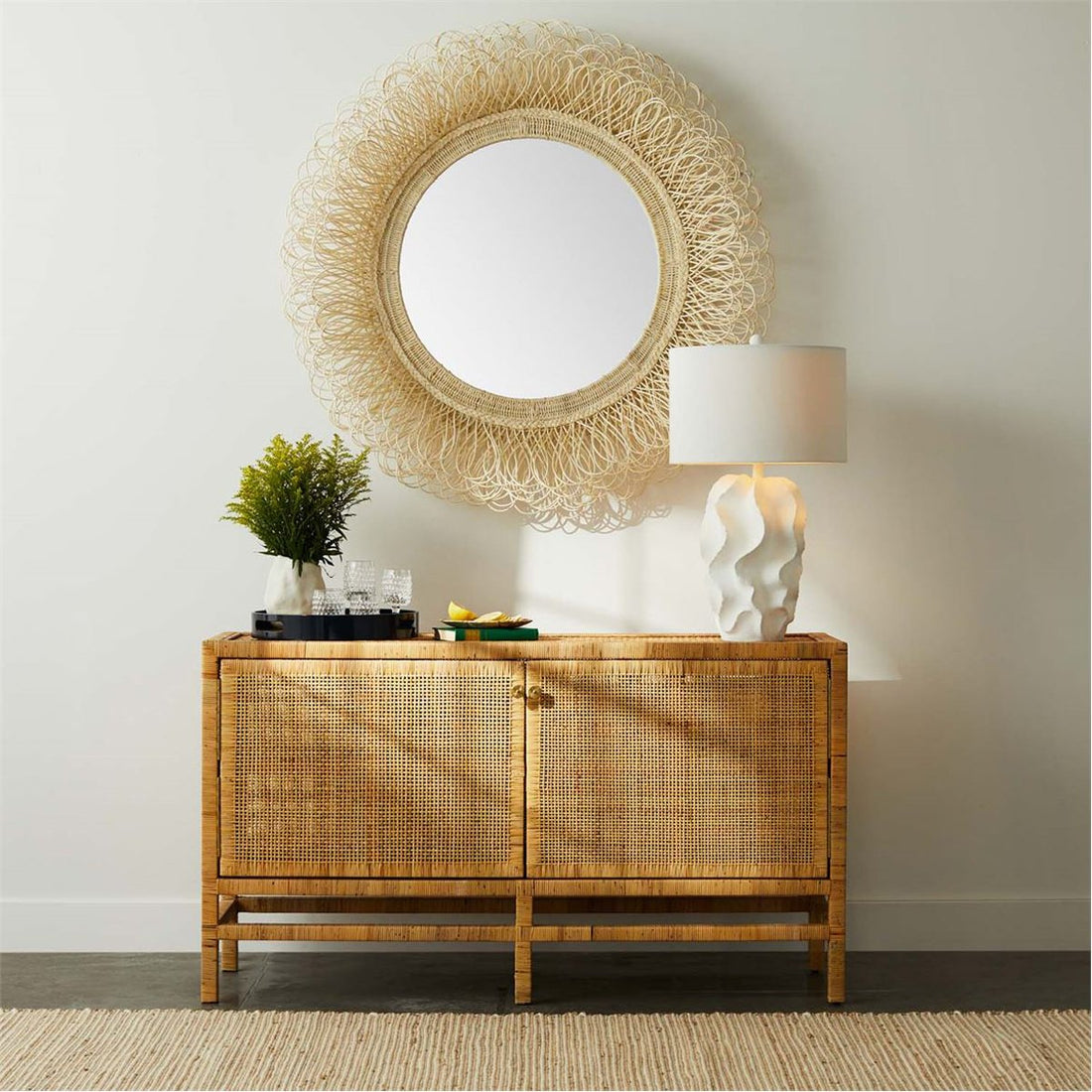 Made Goods Fabian Mirror with Rattan Core