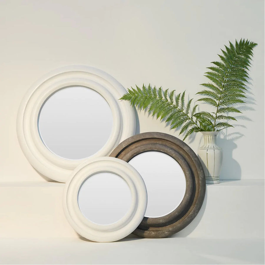 Made Goods Simone Cast Stone Round Outdoor Mirror