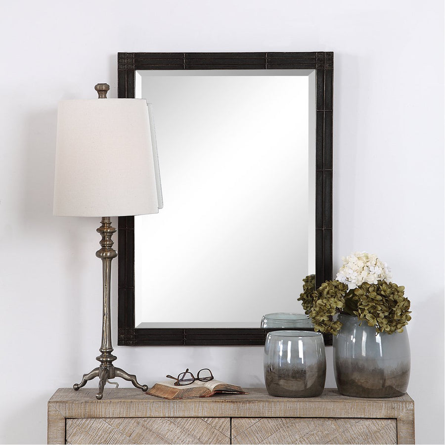 Uttermost Gower Aged Black Vanity Mirror