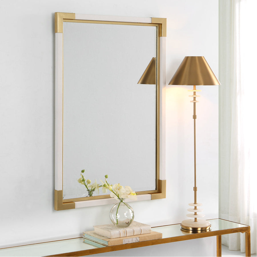 Uttermost Malik White and Gold Mirror