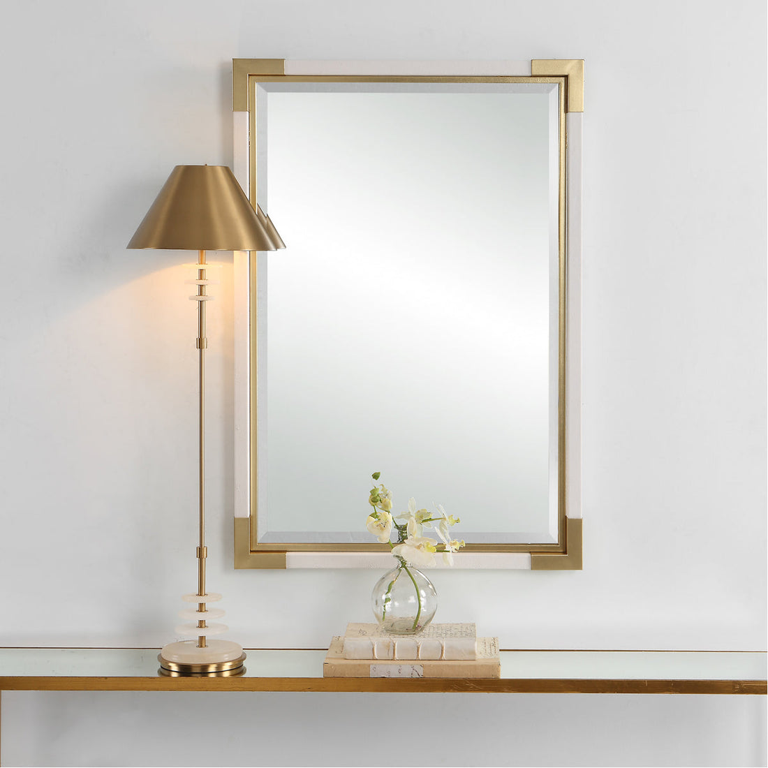 Uttermost Malik White and Gold Mirror