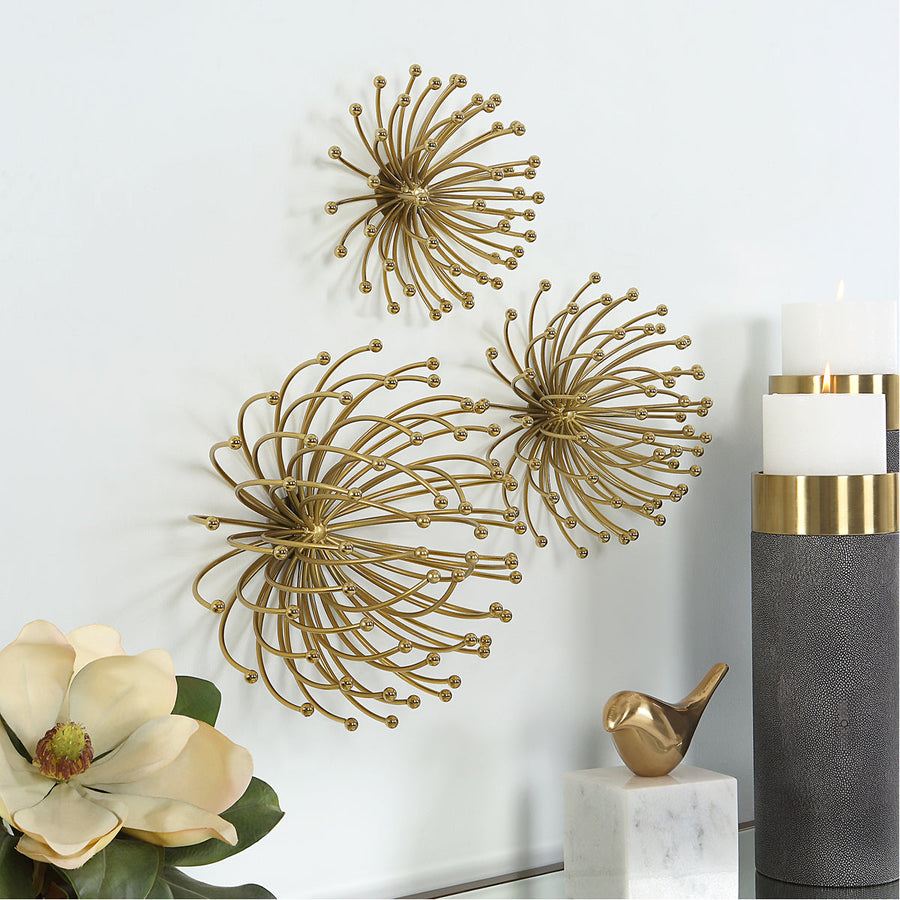 Uttermost Aga Gold Metal Wall Decor, 3-Piece Set