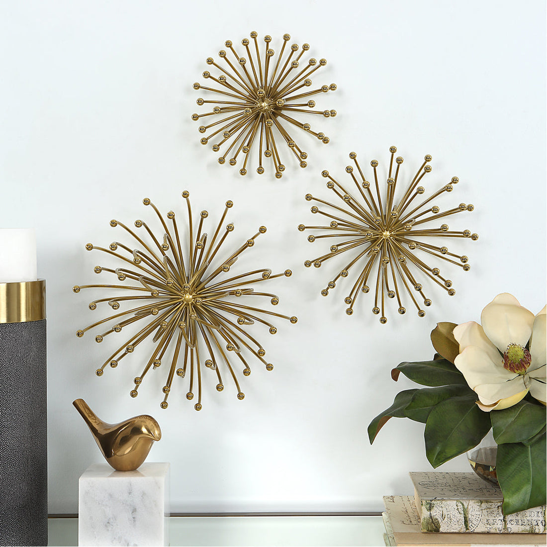 Uttermost Aga Gold Metal Wall Decor, 3-Piece Set