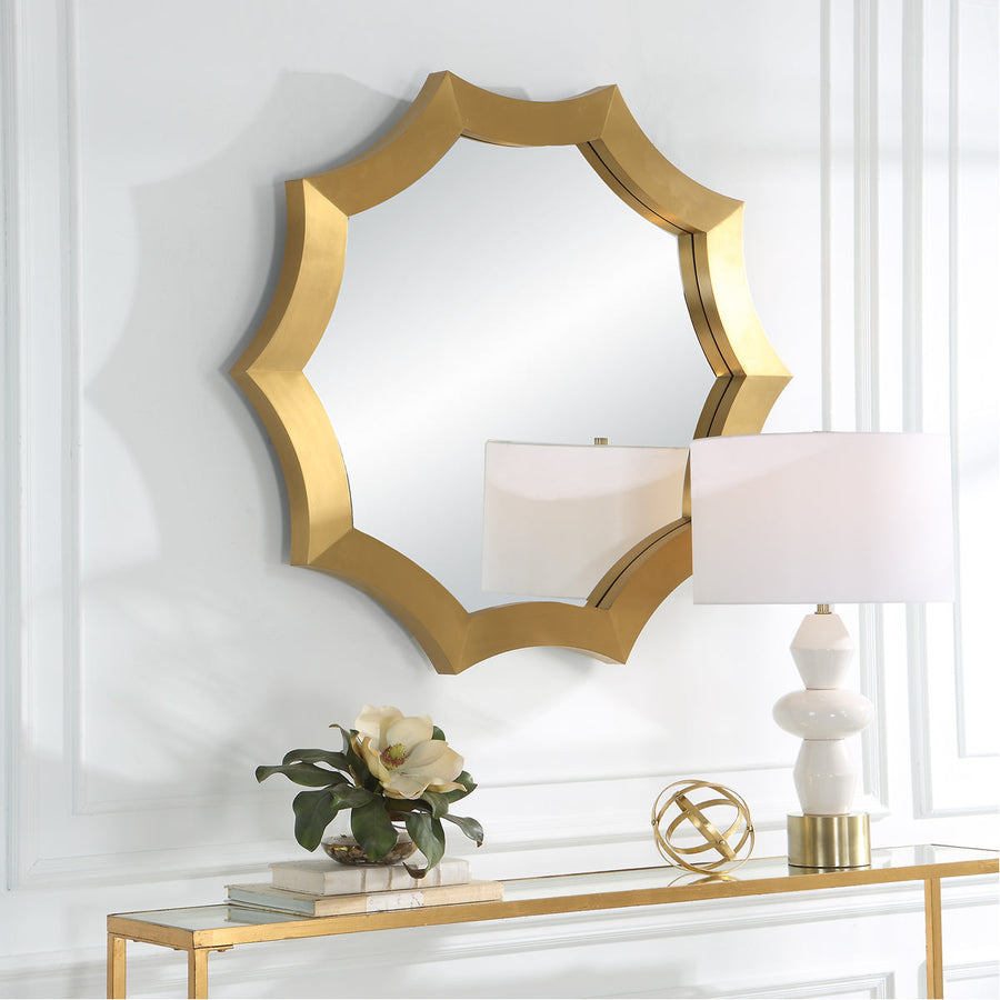 Uttermost Flare Brushed Brass Round Mirror