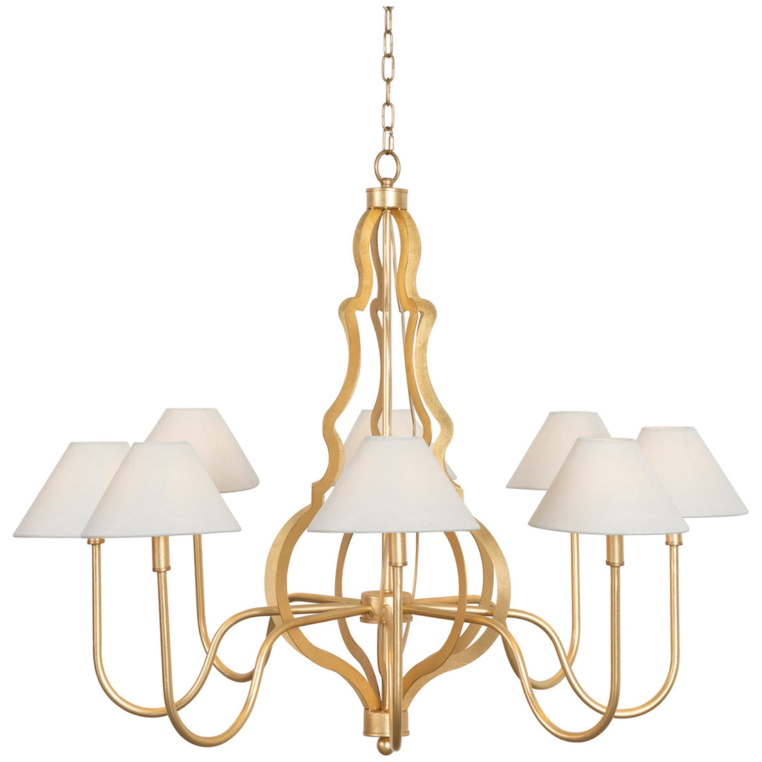 Worlds Away 8-Light Iron Arabesque Gold Leaf Chandelier