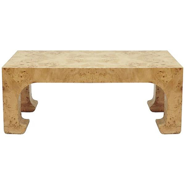 Worlds Away Nicola Pagoda Cocktail Table in Burl Wood