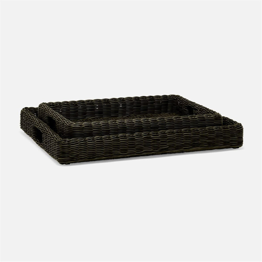 Made Goods Avani Faux Wicker Outdoor Tray, 2-Piece Set