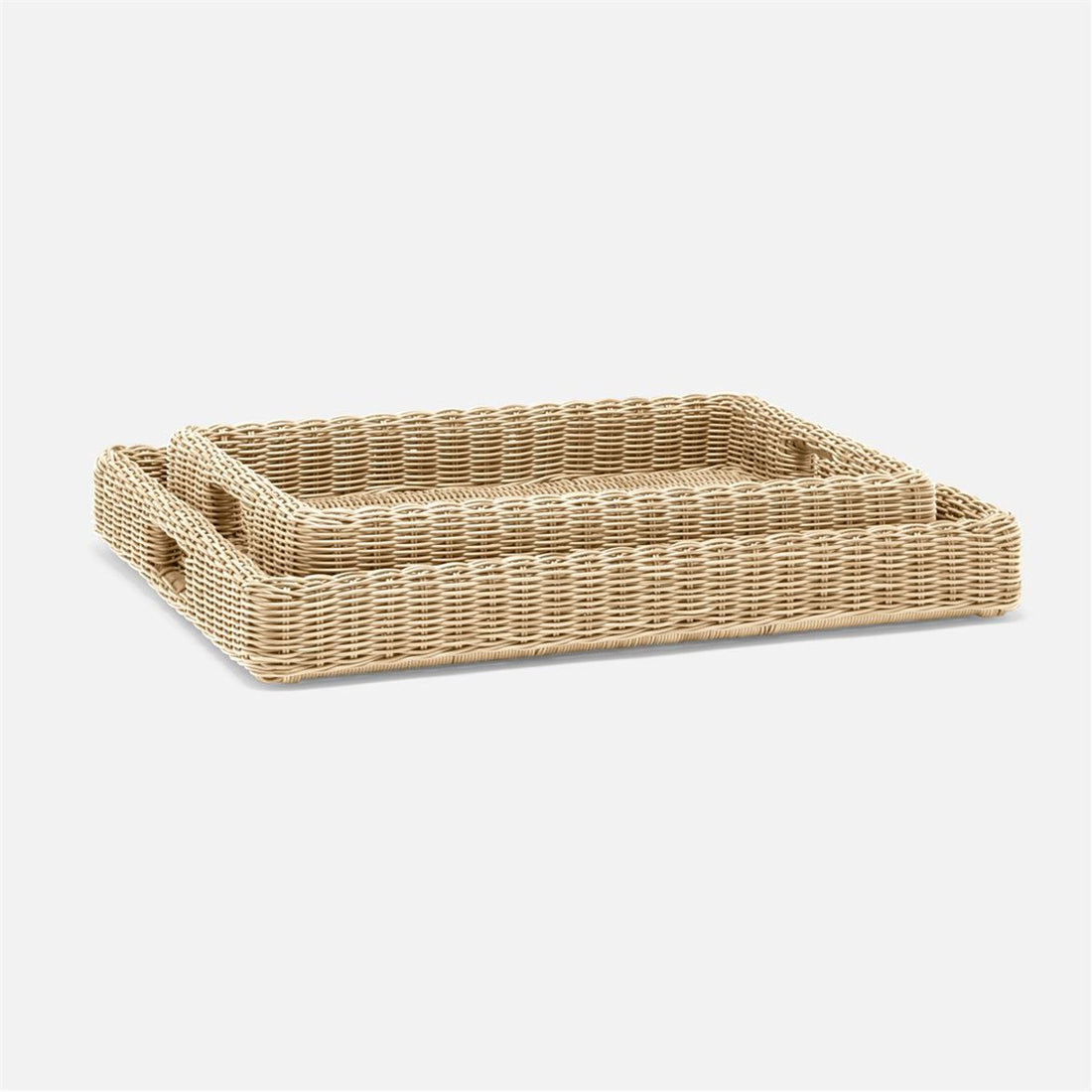 Made Goods Avani Faux Wicker Outdoor Tray, 2-Piece Set