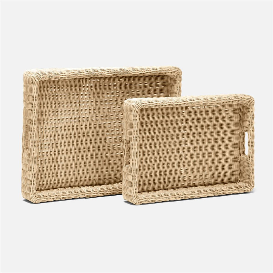 Made Goods Avani Faux Wicker Outdoor Tray, 2-Piece Set