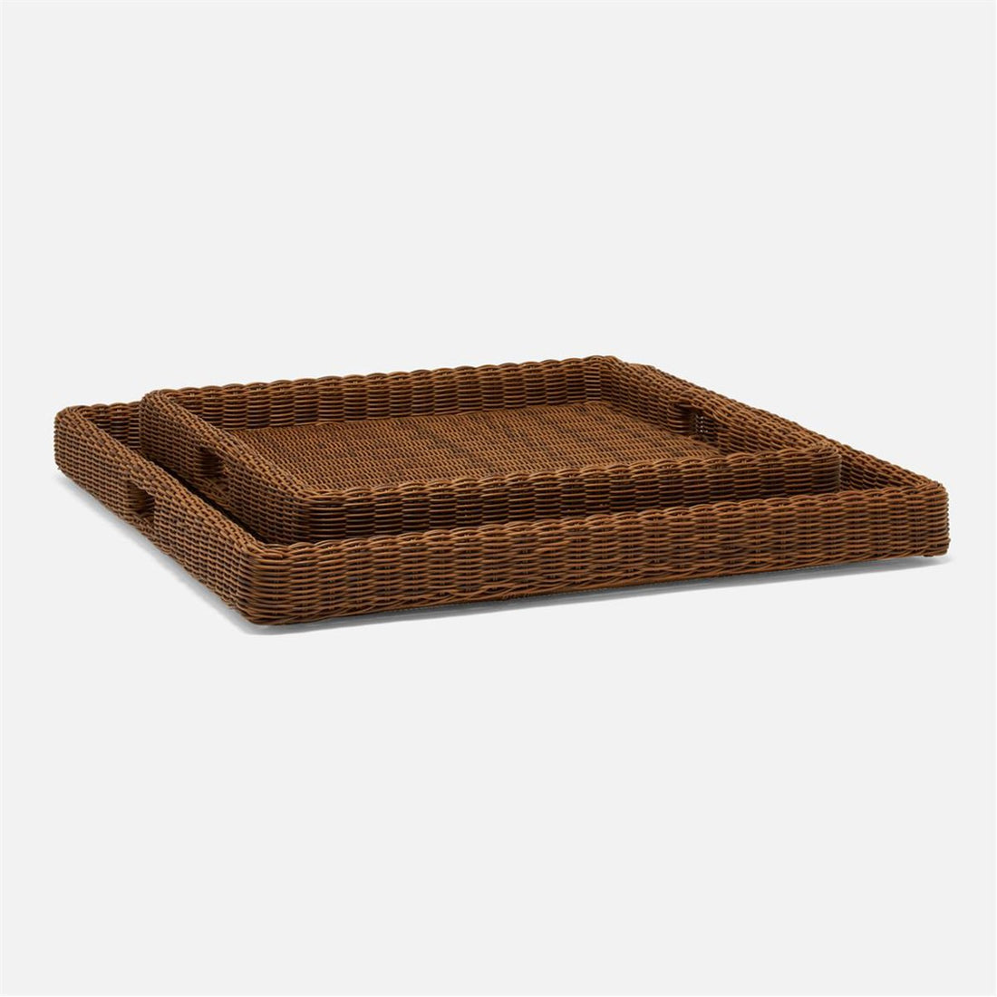 Made Goods Avani Faux Wicker Xl Square Outdoor Tray, 2-Piece Set