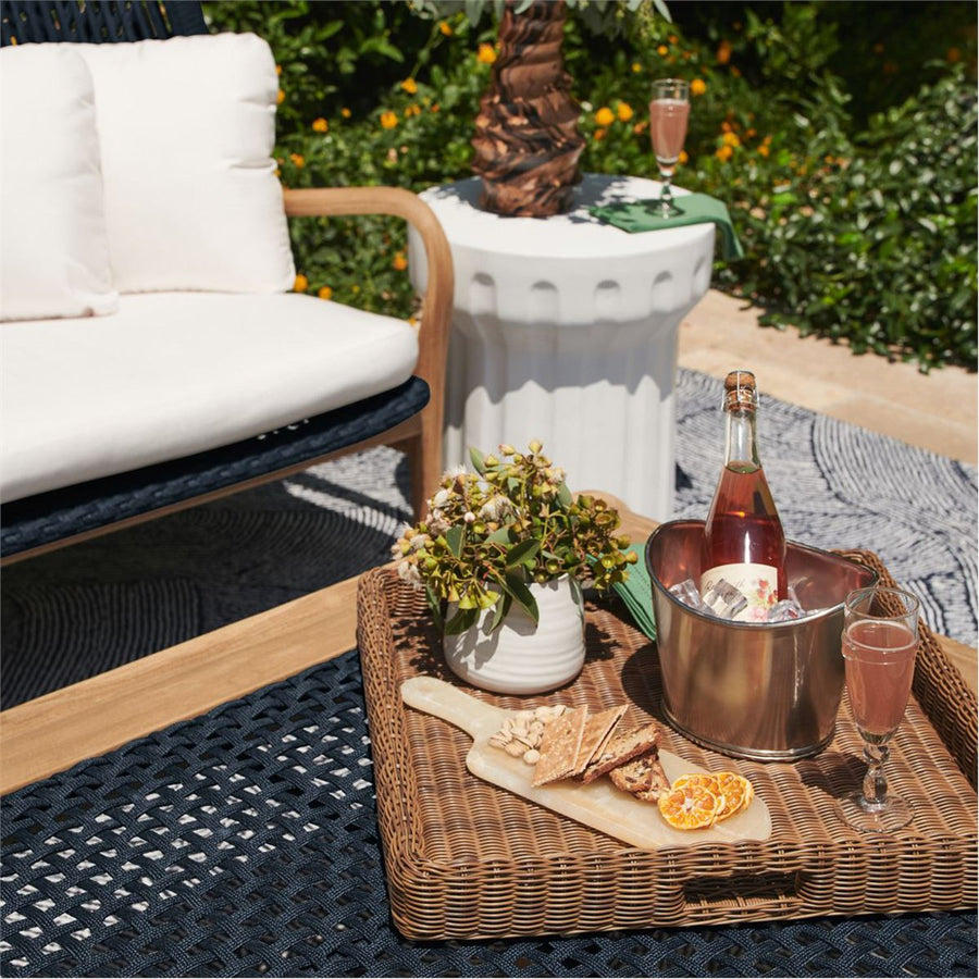 Made Goods Avani Faux Wicker Xl Square Outdoor Tray, 2-Piece Set