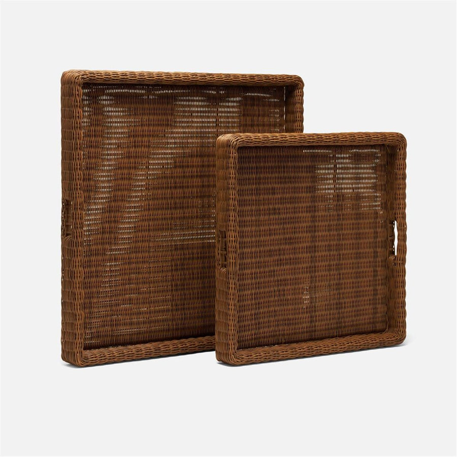 Made Goods Avani Faux Wicker Xl Square Outdoor Tray, 2-Piece Set