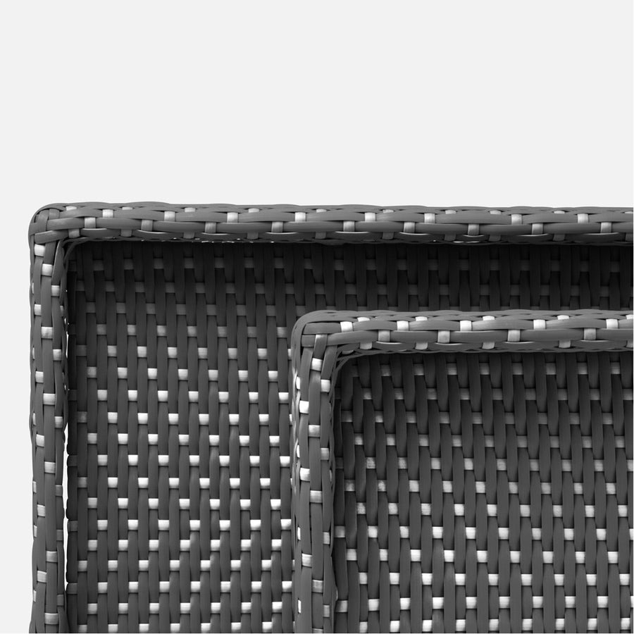 Made Goods Avanna High-Contrast Faux Wicker Outdoor Trays, 2-Piece Set