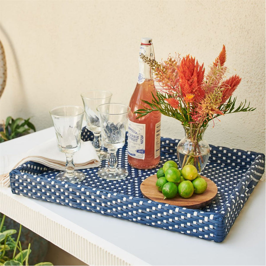 Made Goods Avanna High-Contrast Faux Wicker Outdoor Tray, 2-Piece Set