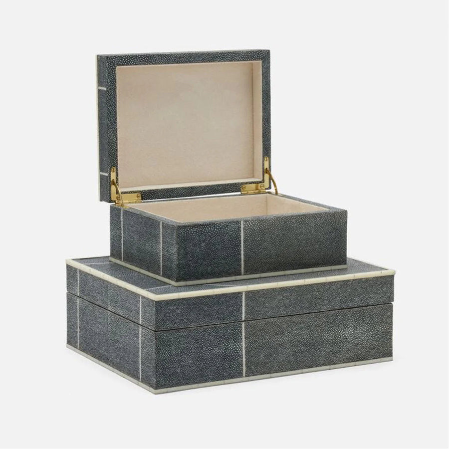 Made Goods Breck Patterned Realistic Faux Shagreen Box, 2-Piece Set