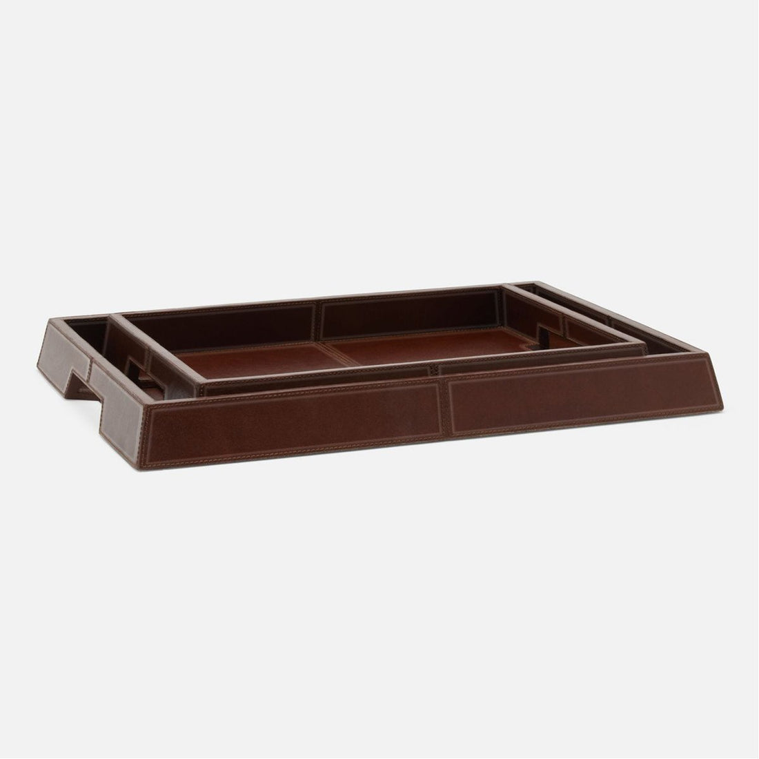 Made Goods Bryant Angular Full-Grain Leather Tray, 2-Piece Set