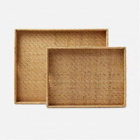 Made Goods Cadie Flat Rattan Rectangular Trays, 2-Piece Set