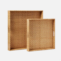 Made Goods Cadie Flat Rattan Square Trays, 2-Piece Set