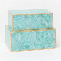 Made Goods Erin Turquoise Hammered Shell Box, 2-Piece Set