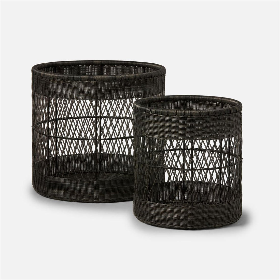 Made Goods Henley Lightweight Faux Rattan Outdoor Baskets, 2-Piece Set