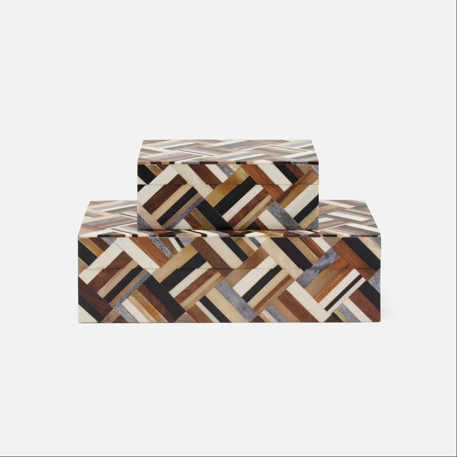 Made Goods Hunter Mosaic Horn Box, 2-Piece Set