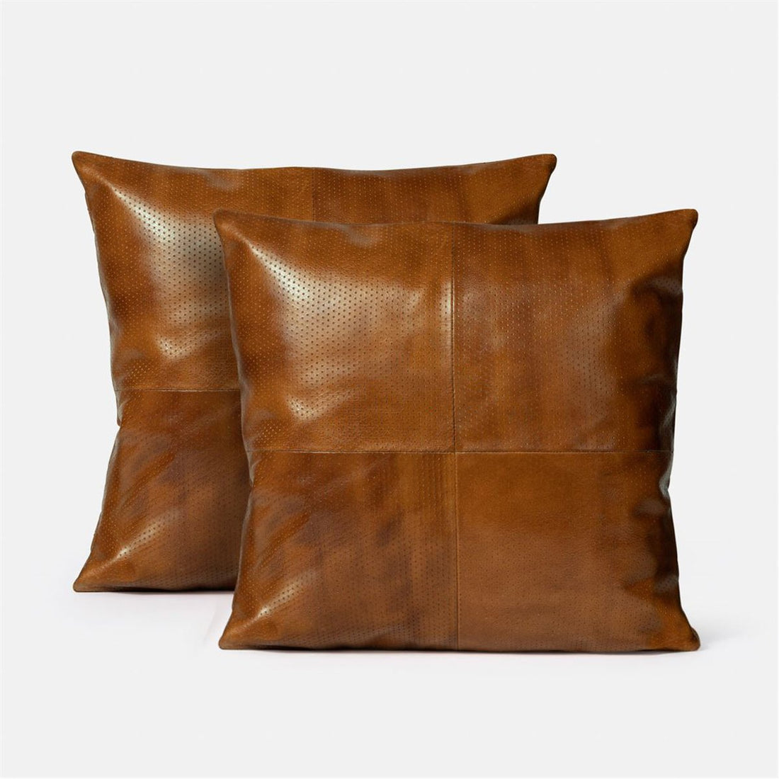 Made Goods Kody Pillows in Perforated Leather, Set of 2