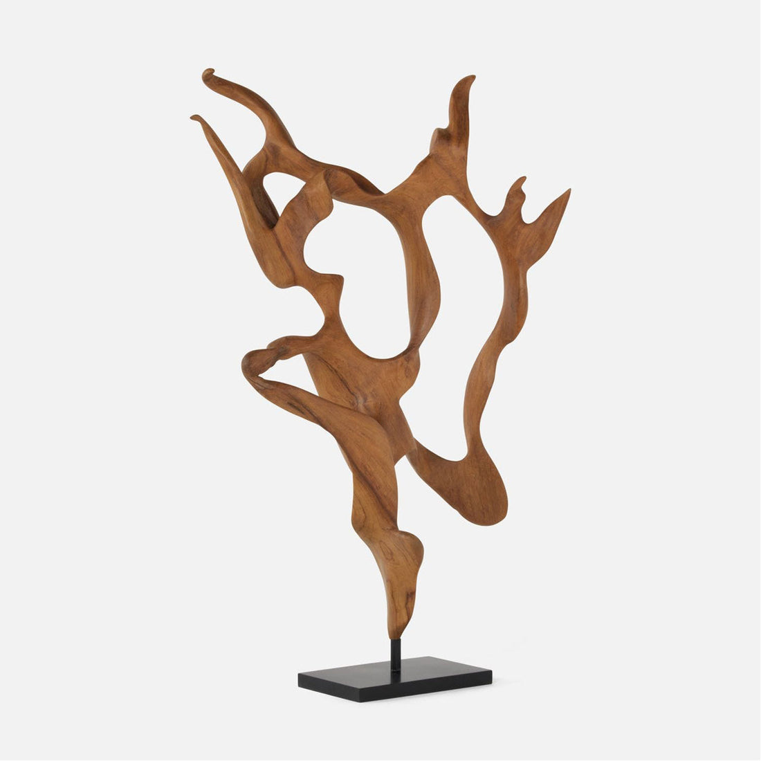 Made Goods Marcianus Natural Teak 24-Inch Sculpture on Metal Base