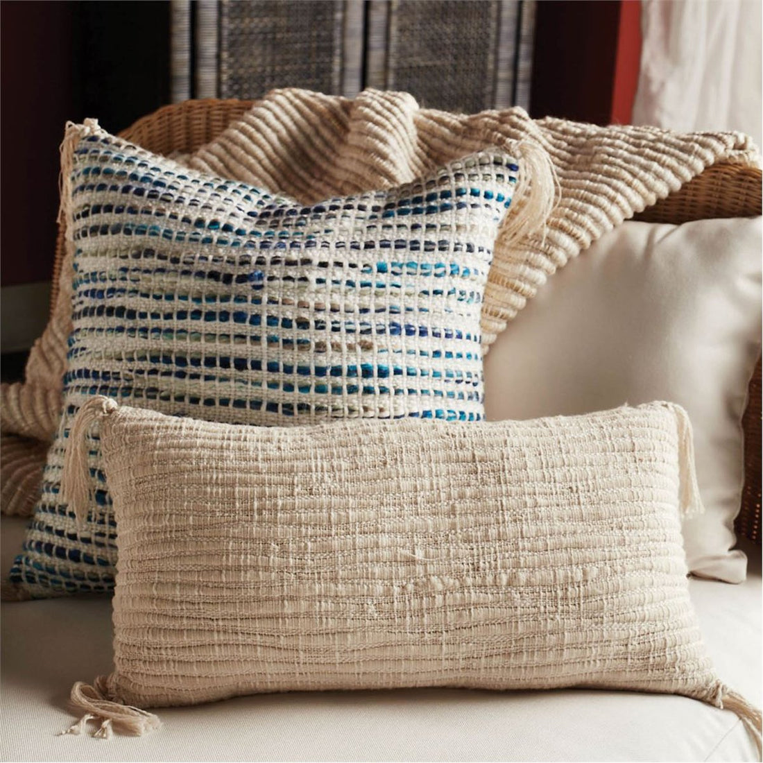 Made Goods Margalo Wool Blend Tassel 20-Inch Pillows, Set of 2