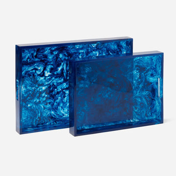 Made Goods Milan Swirled Resin Outdoor Tray, 2-Piece Set