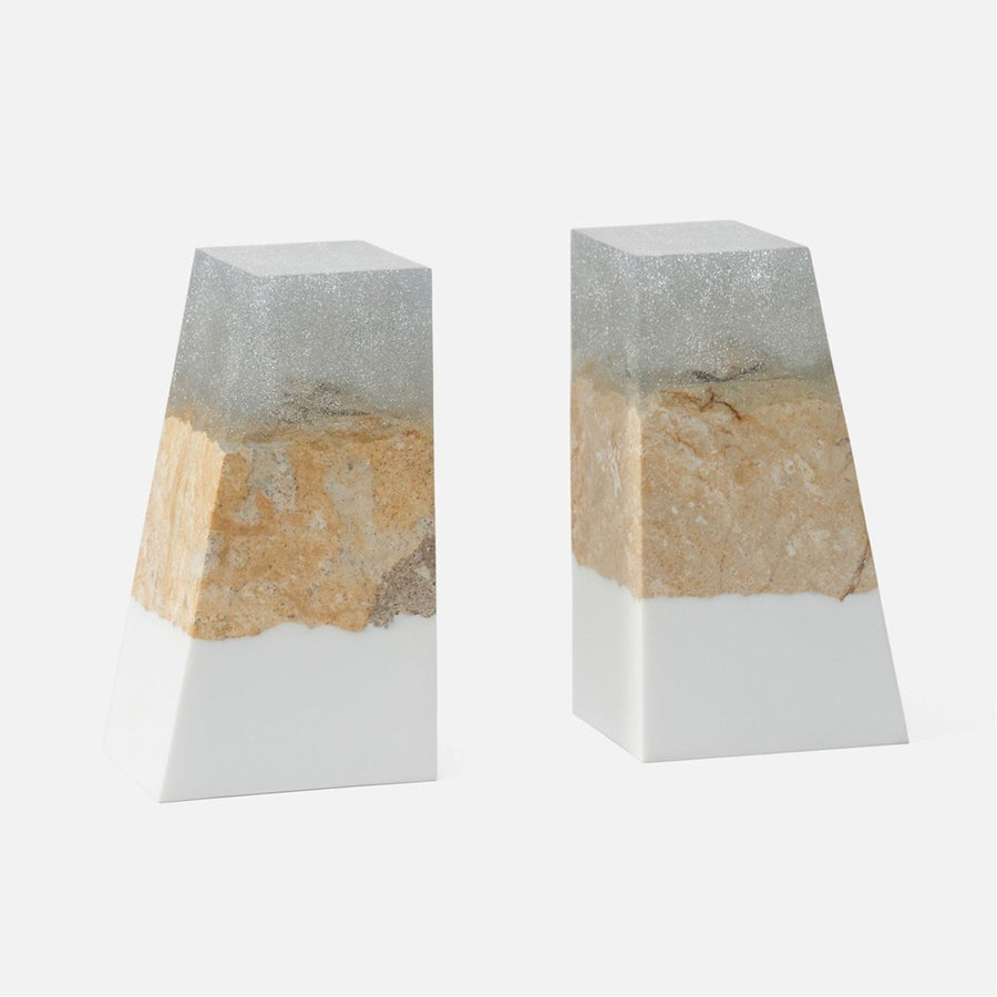 Made Goods Otis Resin with Stone Bookends, 2-Piece Set