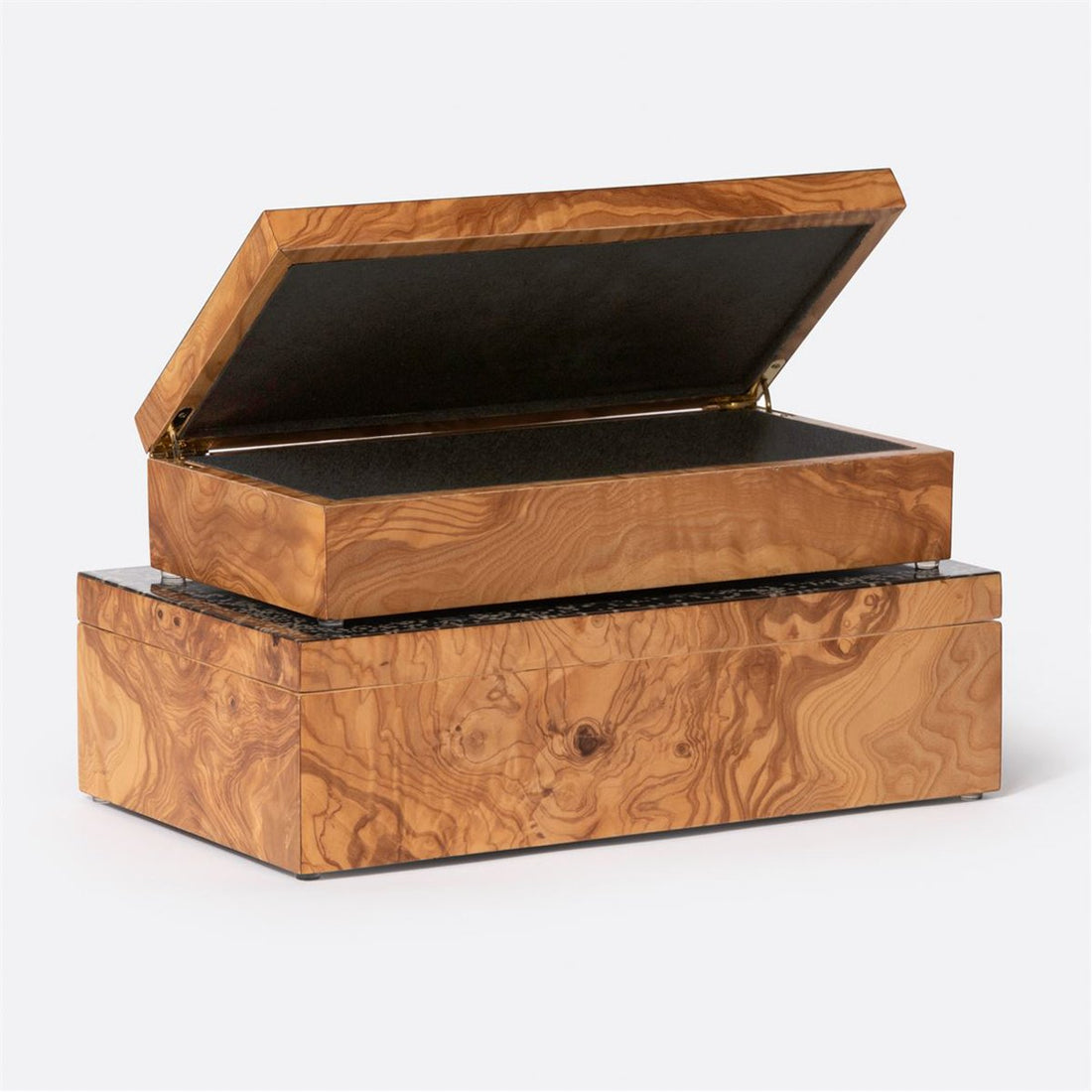 Made Goods Presley Veneer Box in Black Resin, 2-Piece Set