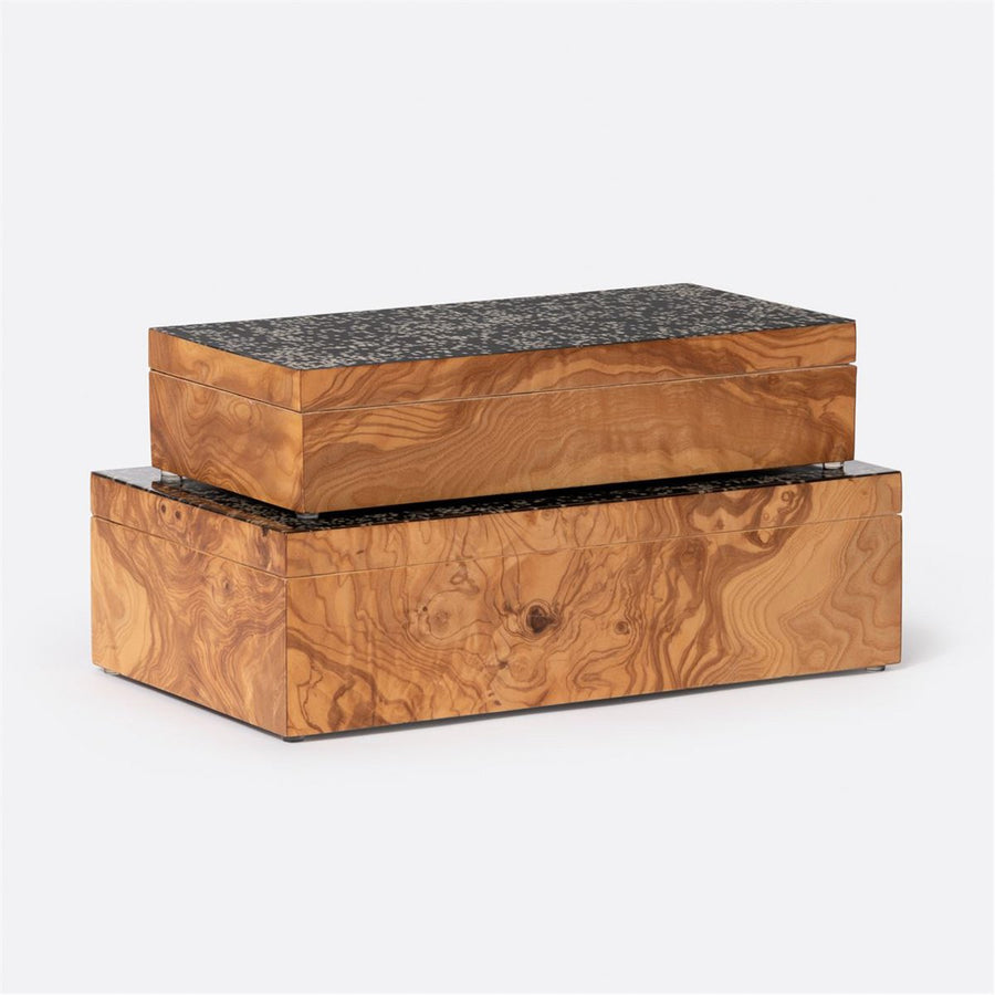 Made Goods Presley Veneer Box in Black Resin, 2-Piece Set