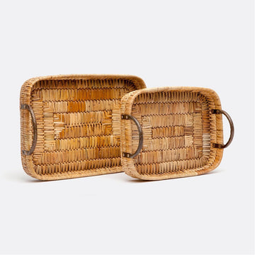 Made Goods Royston Rectangular Rattan Tray, 2-Piece Set