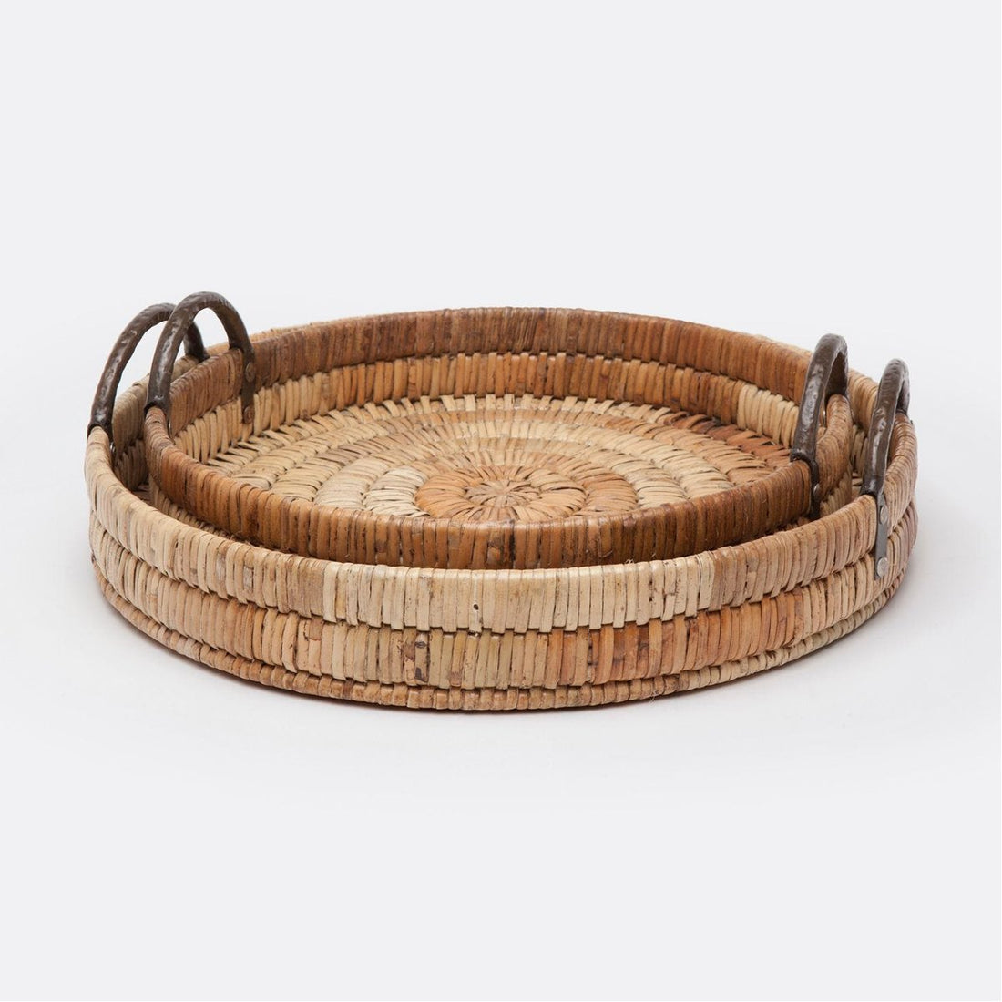 Made Goods Royston Round Rattan Tray, 2-Piece Set