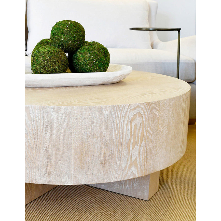 Worlds Away Thick Top Coffee Table with Cross Base