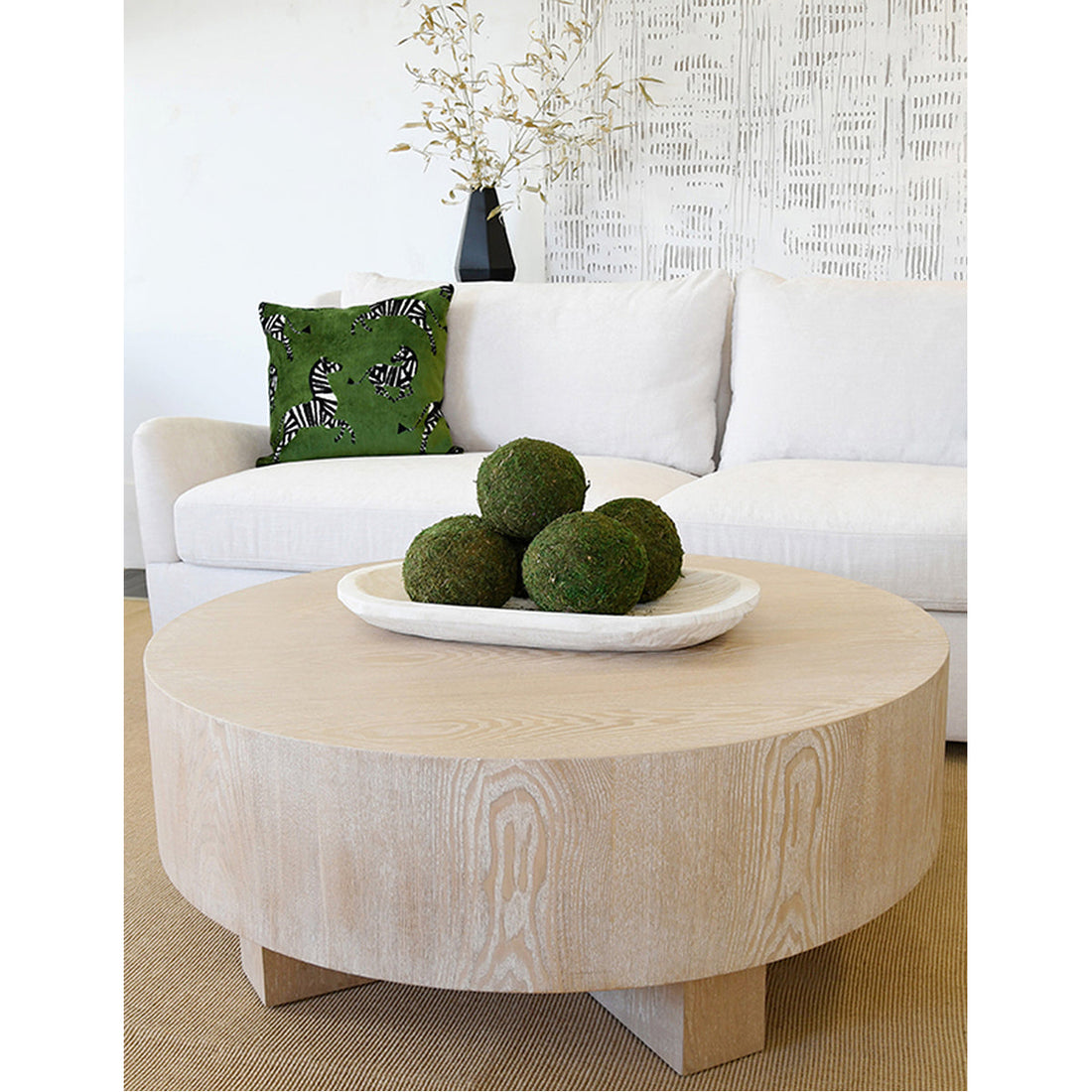 Worlds Away Thick Top Coffee Table with Cross Base