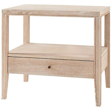 Villa & House Paola 1-Drawer Side Table, Bleached Cerused Oak