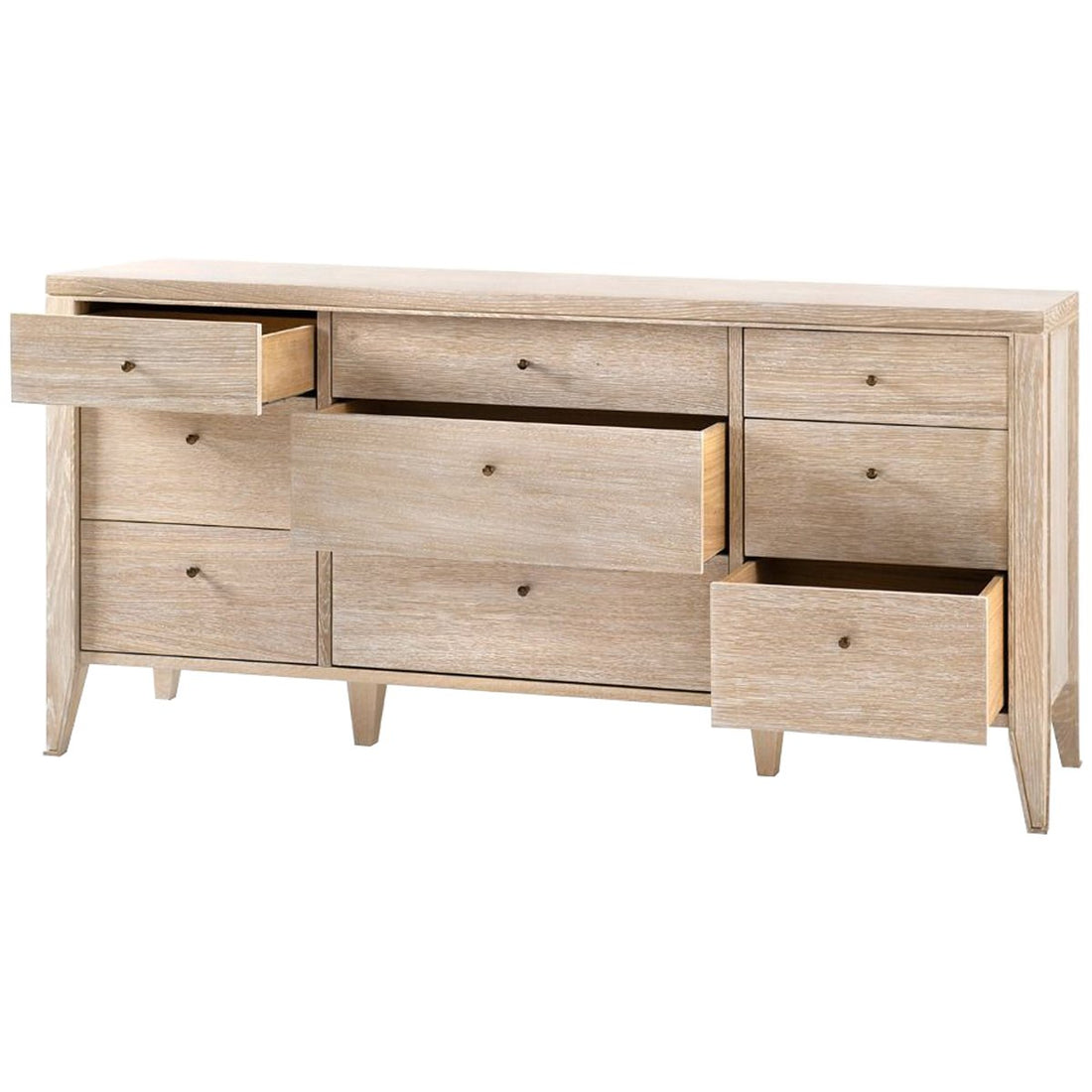 Villa & House Paola Extra Large 9-Drawer Dresser, Bleached Cerused Oak