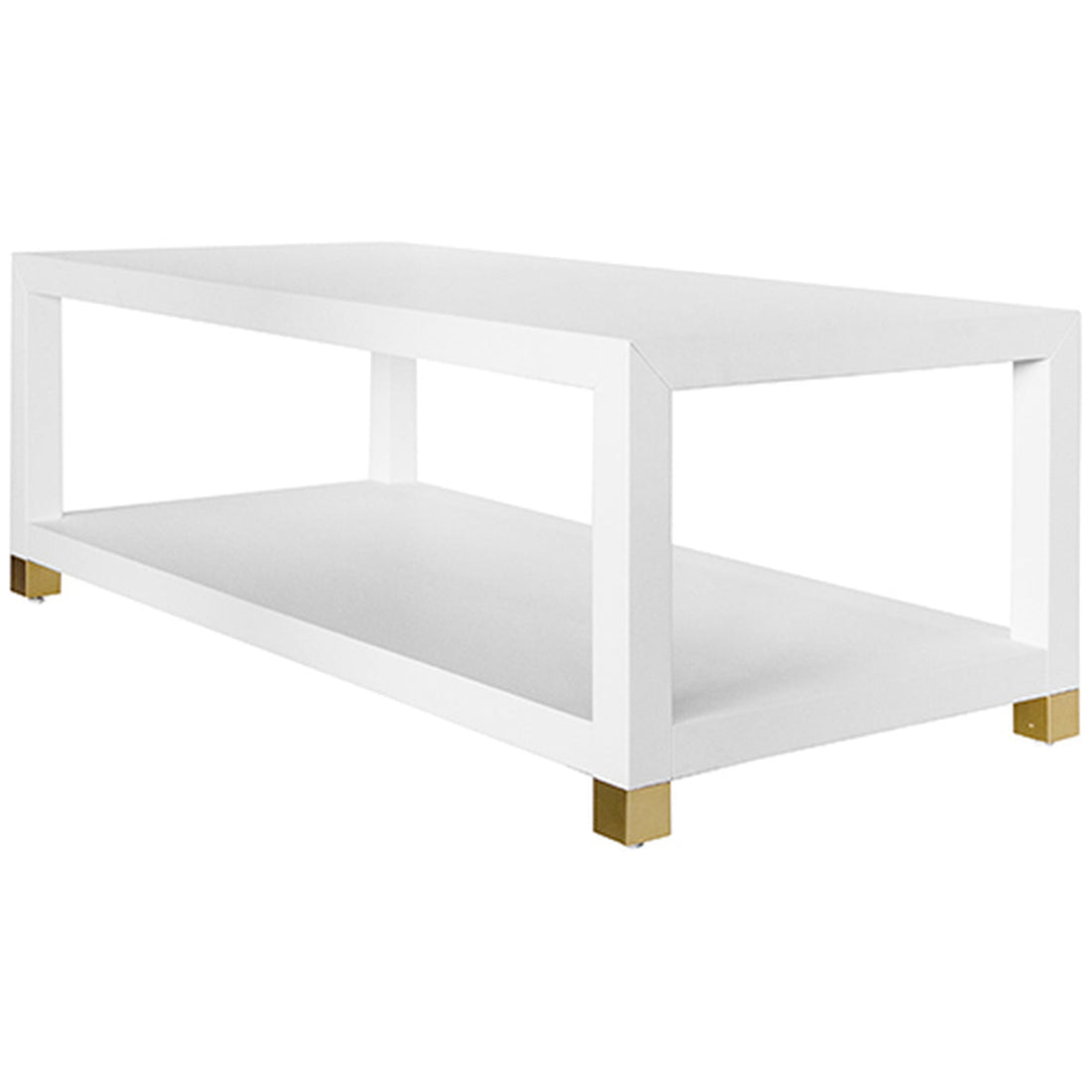 Worlds Away Coffee Table in Matte White Lacquer