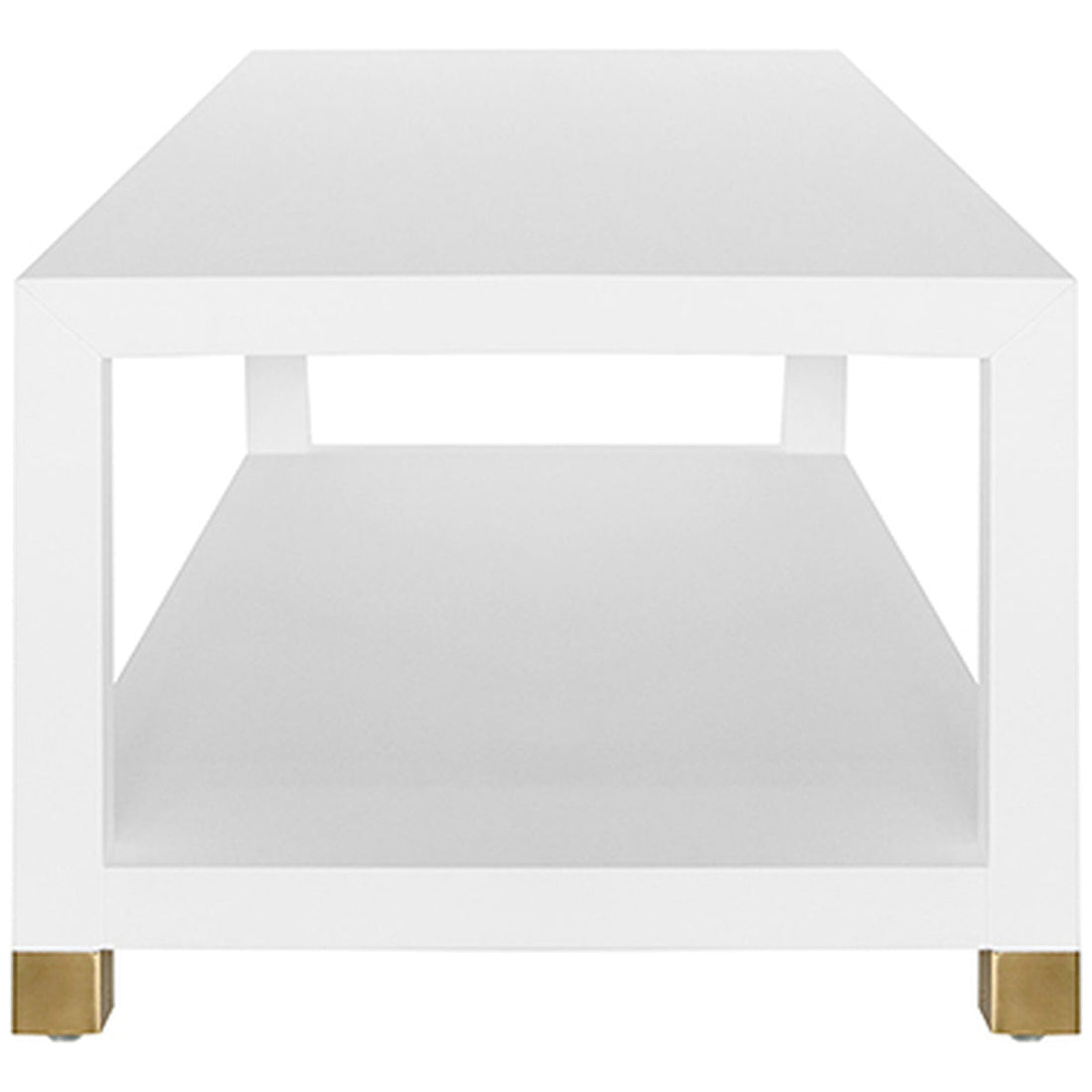 Worlds Away Coffee Table in Matte White Lacquer